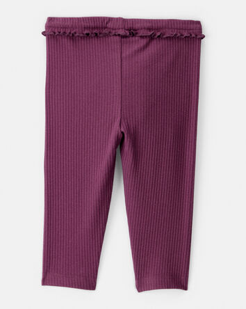 Baby Girl 2-Pack Ruffle Waist Rib Pants - Purple, 