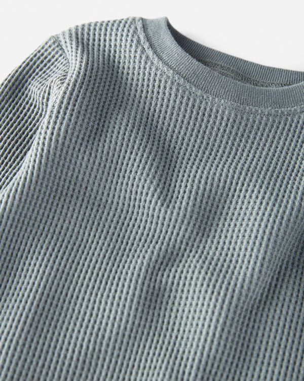 Aqua Slate Baby Waffle Knit Pajamas Set Made With Organic Cotton