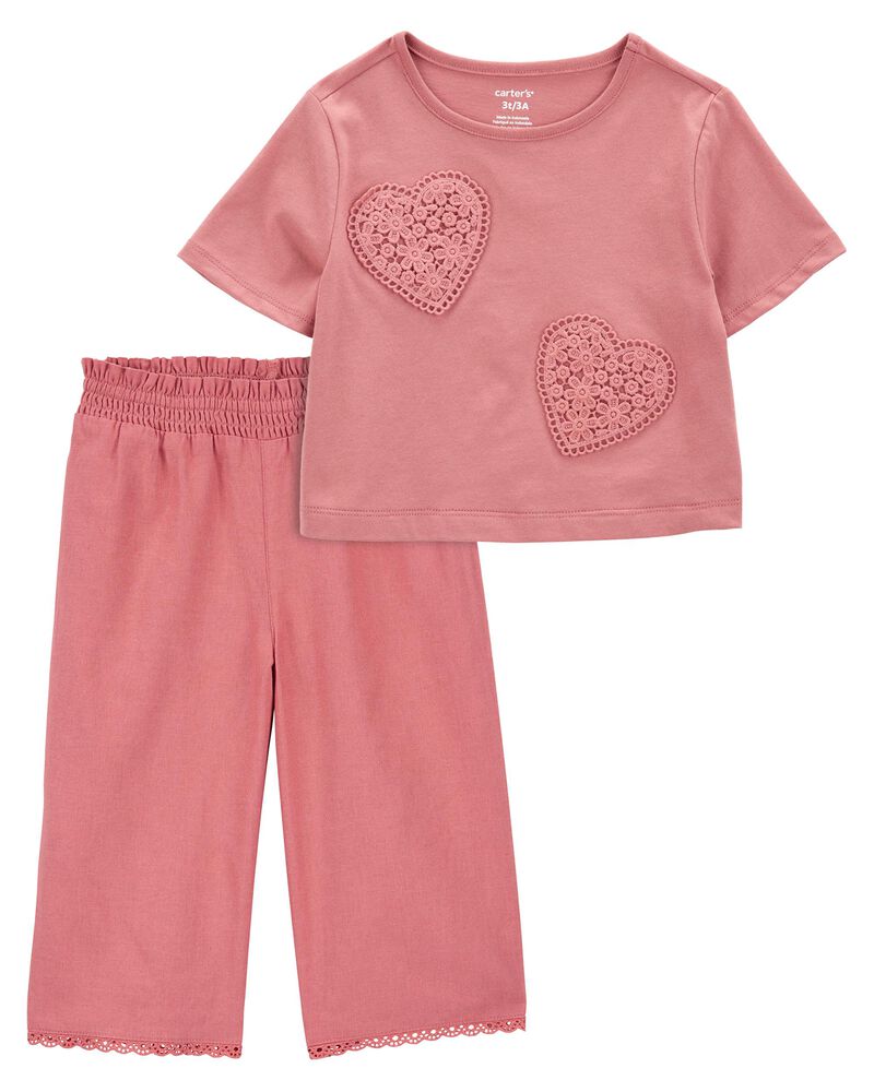 Toddler 2-Piece Boxy-Fit Tee & Pull-On  Flare Pants Set
, image 1 of 5 slides