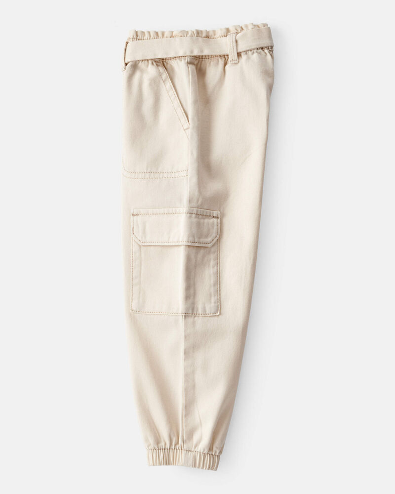 Toddler Girl Cotton Cargo Joggers - Ivory, image 3 of 5 slides