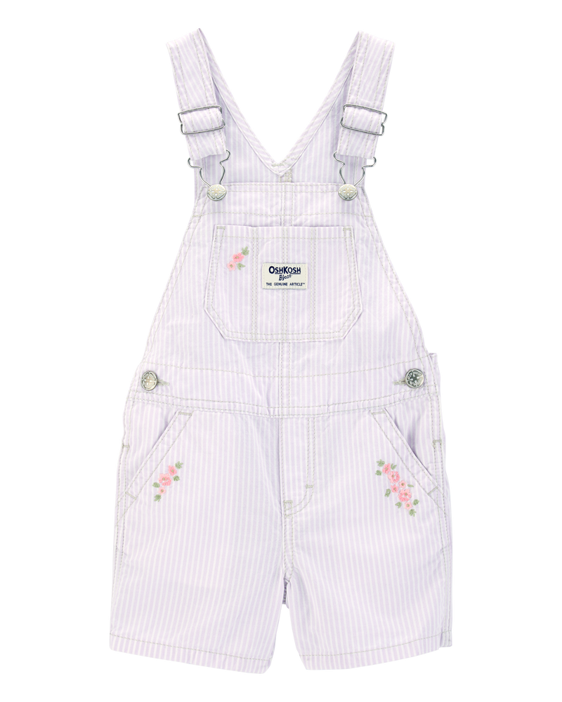 Toddler Girl Floral Striped Shortalls - Purple, image 1 of 4 slides