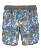 Kid 2-Piece Tropical Print Short-Sleeve Rashguard & Swim Trunks Set - Oragne/Grey, image 5 of 7 slides