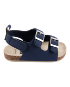 Baby Buckle Faux Cork Sandals  - Navy, image 2 of 7 slides