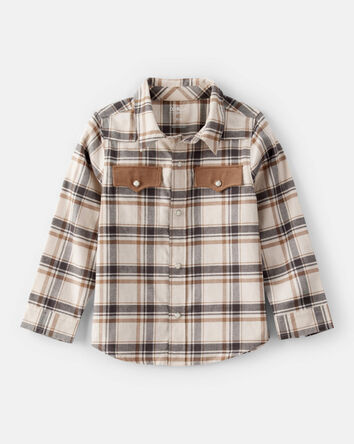 Toddler Boy Western Plaid Cotton Long-Sleeve Button-Down, 
