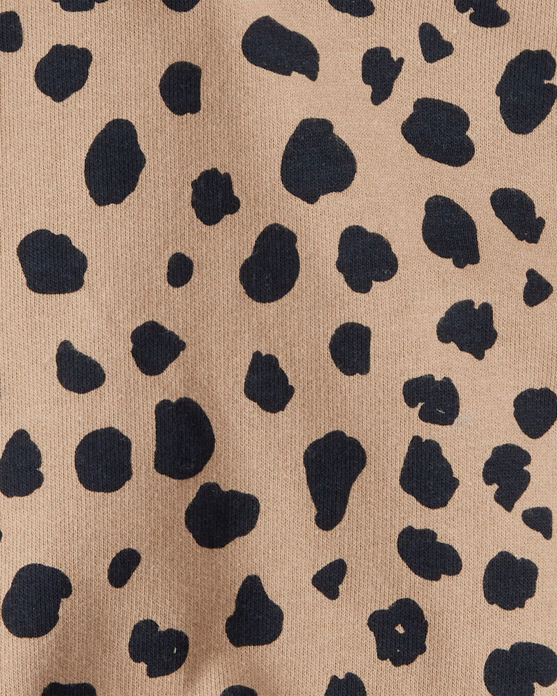 Baby Leopard Hooded Long-Sleeve Bubble Romper - Brown, image 2 of 3 slides