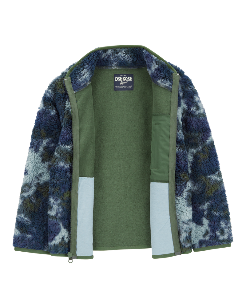 Boys Tie Dye Sherpa Knit Jacket - Navy, image 2 of 4 slides