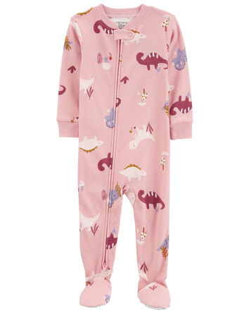 1-Piece Dinosaur 100% Snug Fit Cotton Footie Pajamas, 