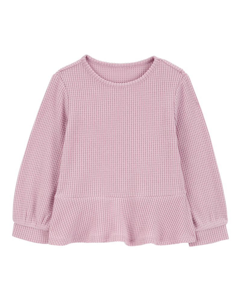 Toddler 2-Piece Waffle Knit Thermal Peplum Top & Leggings Set, image 2 of 9 slides