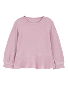 Toddler 2-Piece Waffle Knit Thermal Peplum Top & Leggings Set, image 2 of 9 slides