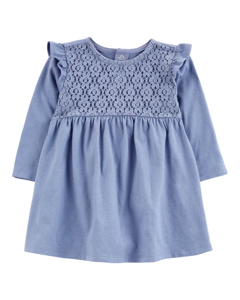 Baby Eyelet Chambray Dress, image 1 of 5 slides