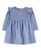 Baby Eyelet Chambray Dress, image 1 of 5 slides