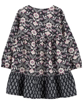Toddler Floral Drapey Twill Dress, 
