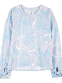 Blue - Kid Marble Active Jersey Top In BeCool™ Fabric