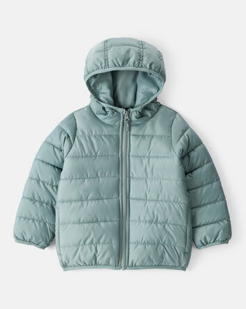 Toddler Packable Hooded Puffer Jacket - Green, 