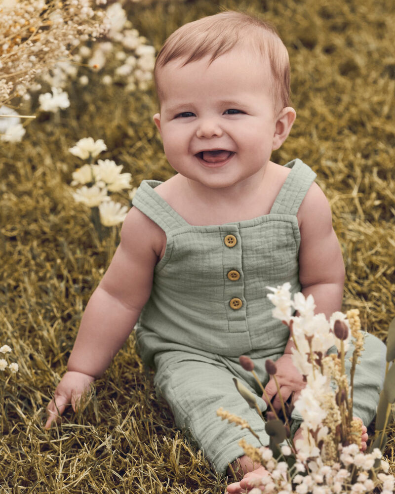 Baby Organic Cotton Gauze Overalls, image 5 of 6 slides