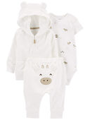 White - Baby 3-Piece Terry Little Cardigan Set