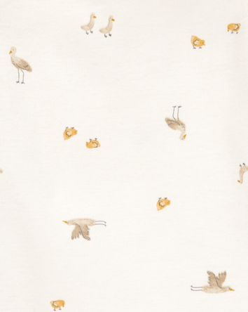 Baby 5-Pack Striped Birds Short-Sleeve Cotton Bodysuits - Ivory