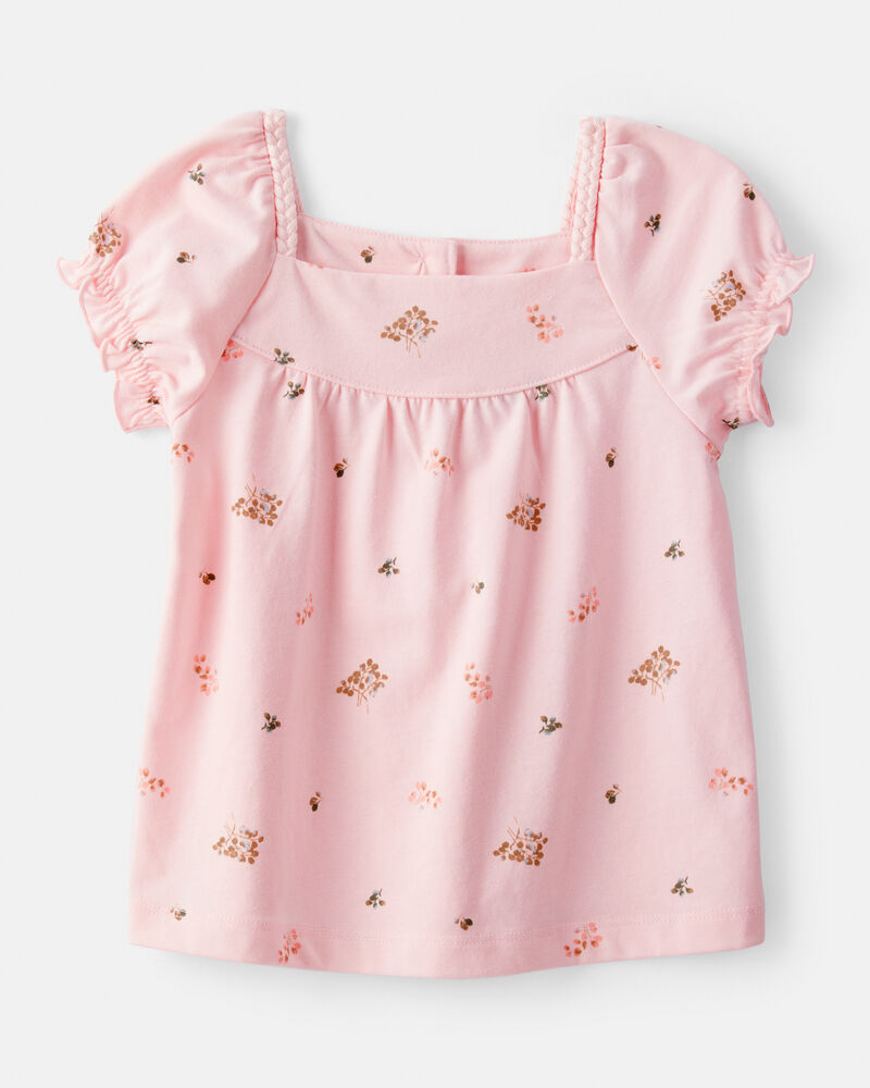 Toddler Girl Floral Short-Sleeve Top - Pink, image 1 of 3 slides