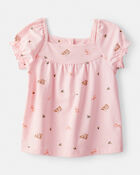 Toddler Girl Floral Short-Sleeve Top - Pink, image 1 of 3 slides
