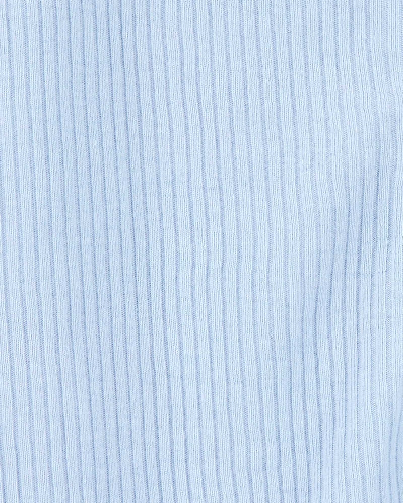 Baby Dog Pocket 2-Way Zip Ribbed Sleep & Play Pajamas - Blue, image 3 of 5 slides