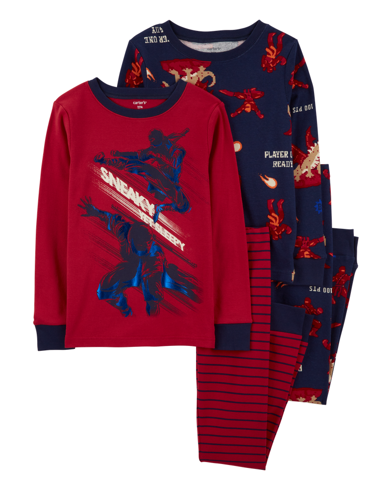 Kid 4-Piece Ninja 100% Snug Fit Cotton Pajamas, image 1 of 4 slides