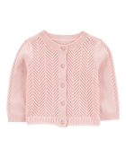 Baby Pointelle Button-Front Sweater Knit Cardigan, image 1 of 3 slides