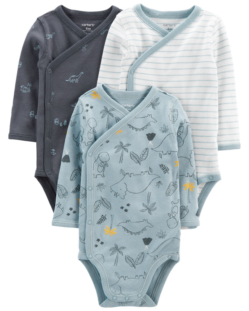 Baby 3-Pack Side-Snap Bodysuits, image 1 of 6 slides