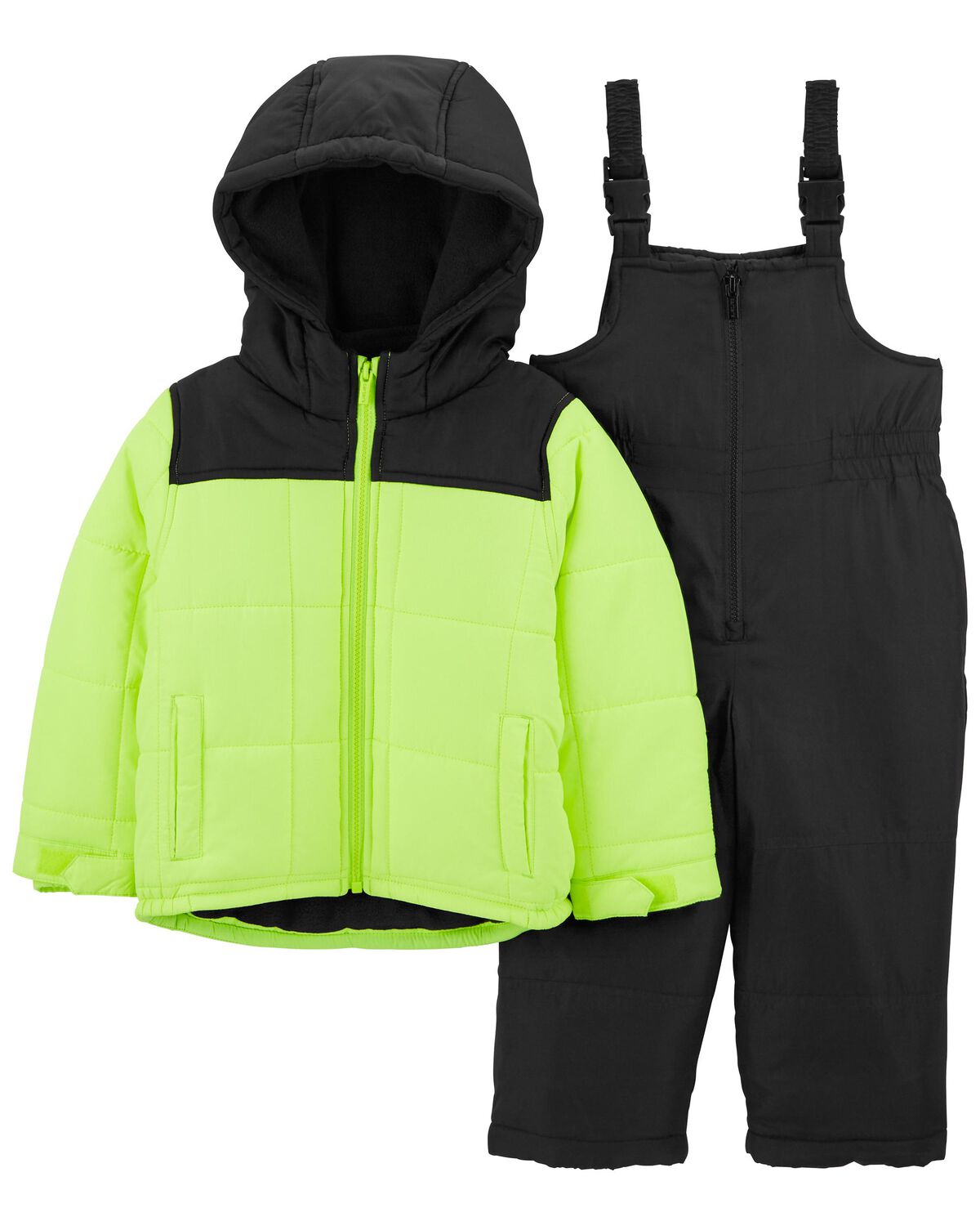 Neon Yellow/Black Toddler 2Piece Colorblock Snowsuit
