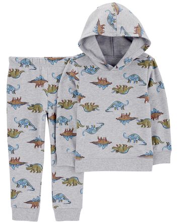 Baby 2-Piece Dino Hooded Pullover & Pants Set, 
