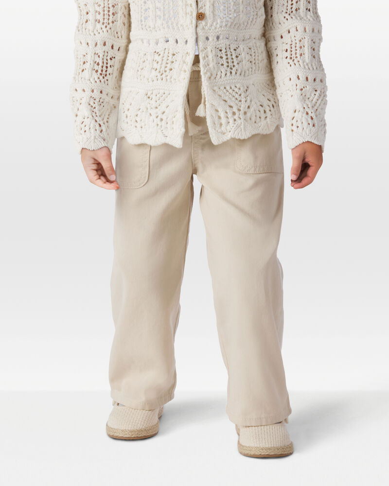 Toddler Pull-On Drawstring Pant - Tan, image 2 of 6 slides