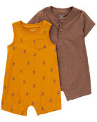 2-Pack Cotton Rompers, image 1 of 3 slides