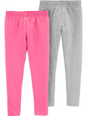 Pink/Heather - Kid 2-Pack Pink & Gray Leggings