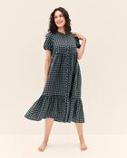 Adult Women's Maternity Plaid Button-Front Relaxed Fit Dress, image 2 of 7 slides