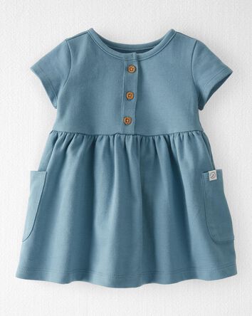 Baby Organic Cotton Pocket Dress in Blue, 