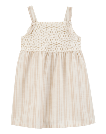 Baby Striped Eyelet Tank Dress - Ivory, 