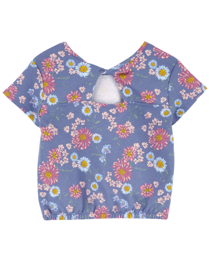 Kid Floral Print Twist Back Top, image 2 of 4 slides