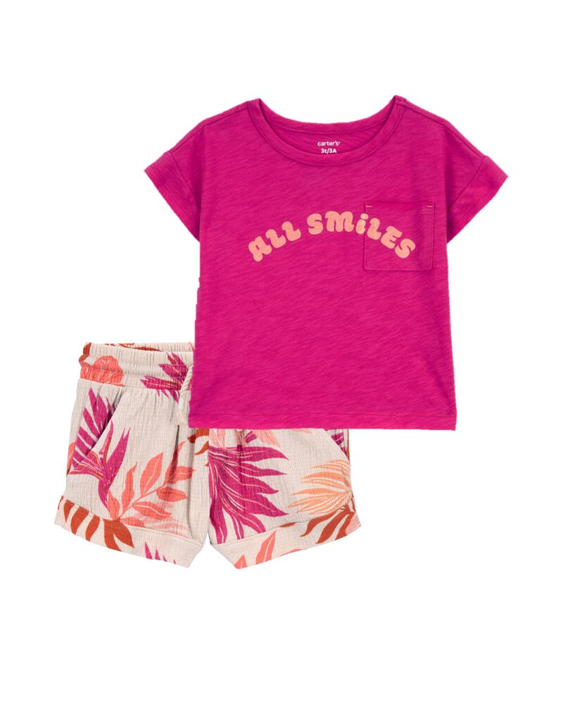 Baby 2-Piece All Smiles Pocket Tee & Pull-On French Terry Shorts Set, image 1 of 1 slides