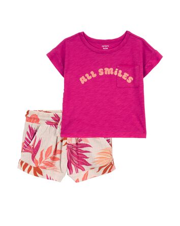 Baby 2-Piece All Smiles Pocket Tee & Pull-On French Terry Shorts Set, 