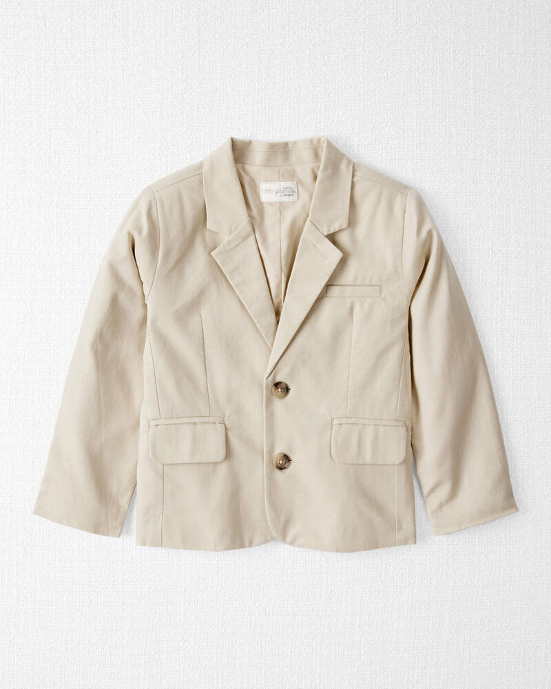 Toddler Linen Blazer Made With Organic Cotton - Khaki, image 1 of 4 slides
