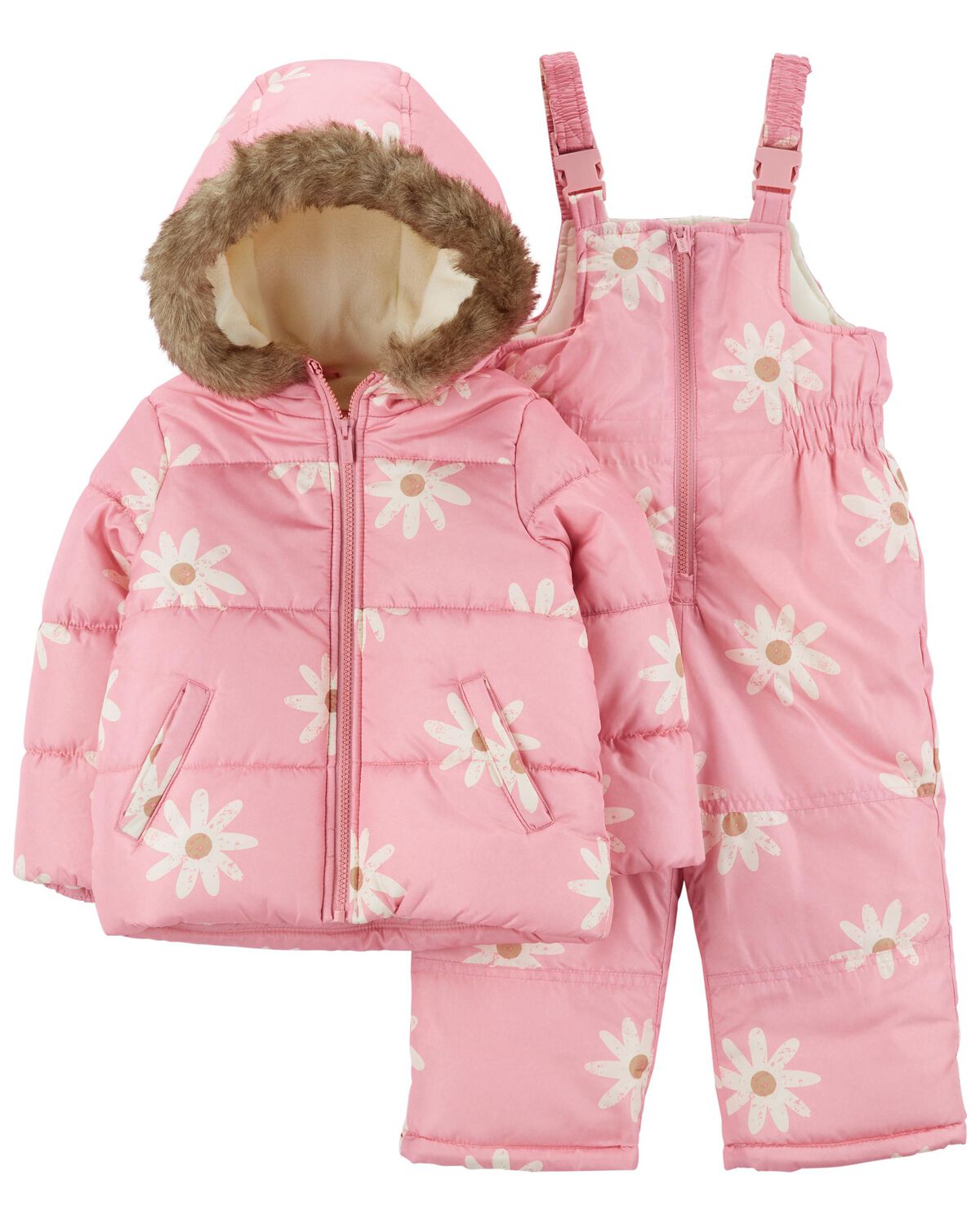 Pink Toddler 2Piece Daisy Snowsuit