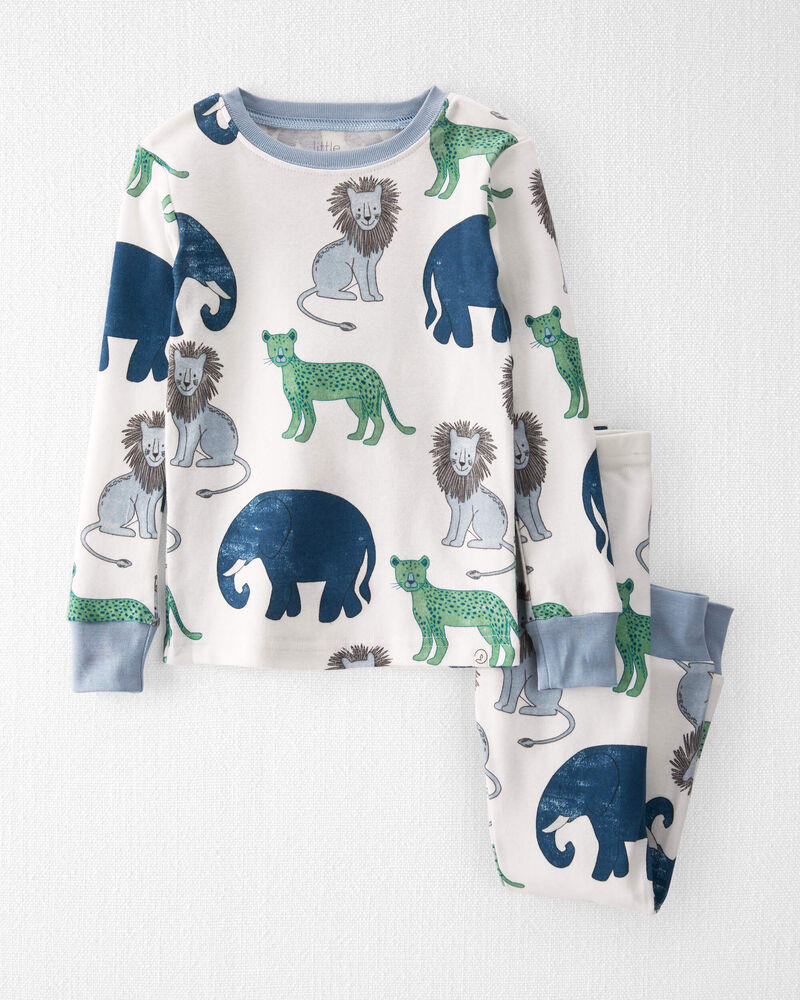 Toddler Organic Cotton Pajamas Set in Wildlife Print, image 1 of 4 slides