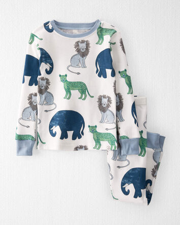 Toddler Organic Cotton Pajamas Set in Wildlife Print, 