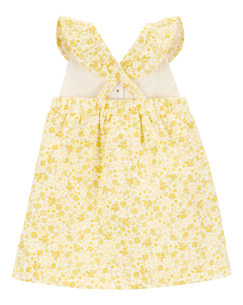 Baby Girl Floral Flutter Dress -  Yellow, 