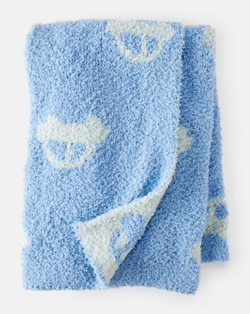 Car Print Plush Blanket - Blue, 