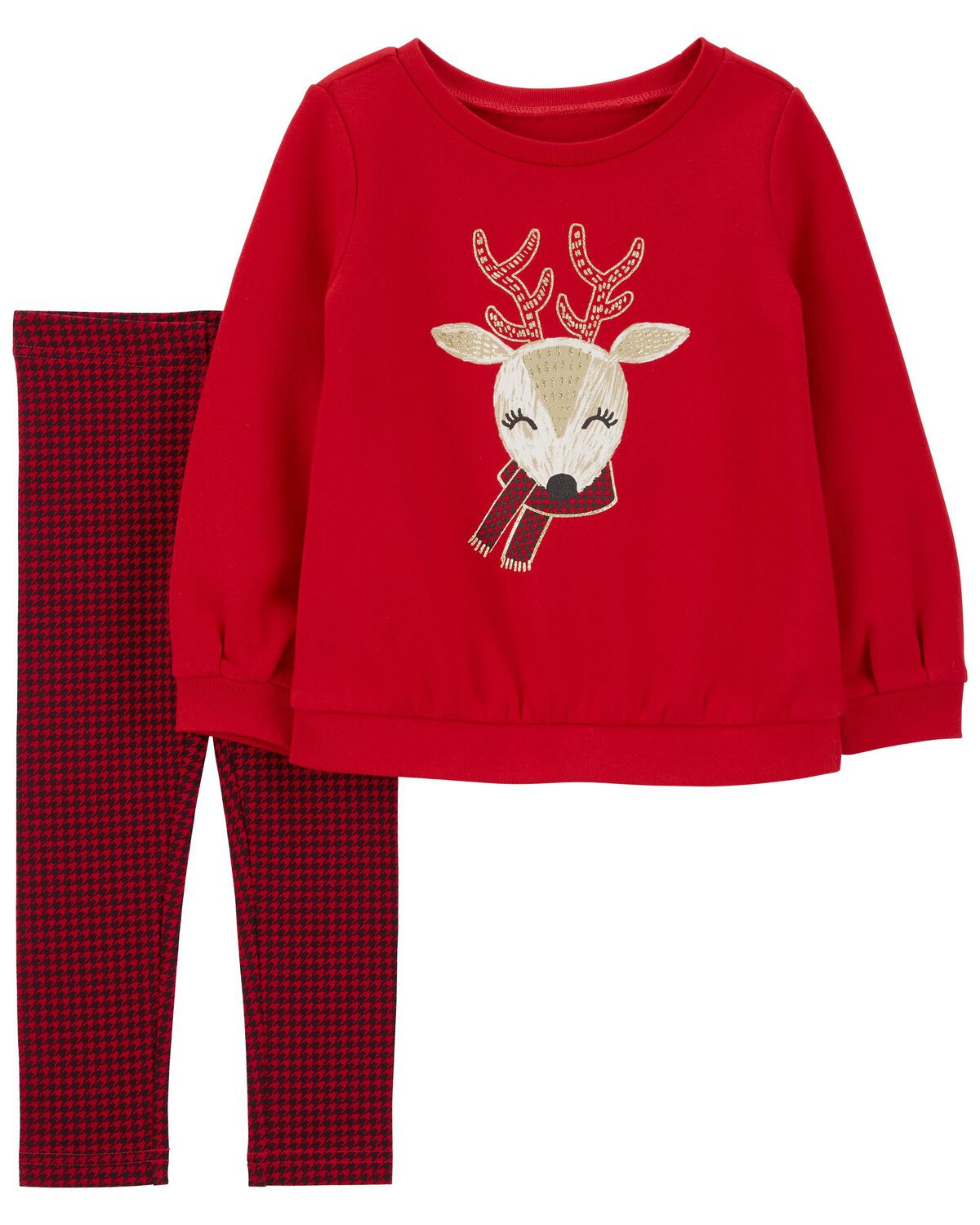 Gymboree Reindeer Holiday Girls 2 Piece Set Shirt Leggings Red Size 18-24  Months