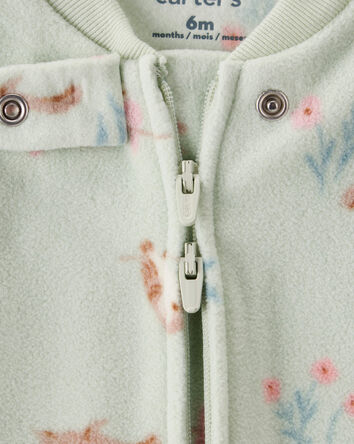 Baby Girl Squirrel Print Loose Fit Long-Sleeve Sleep & Play - Green, 