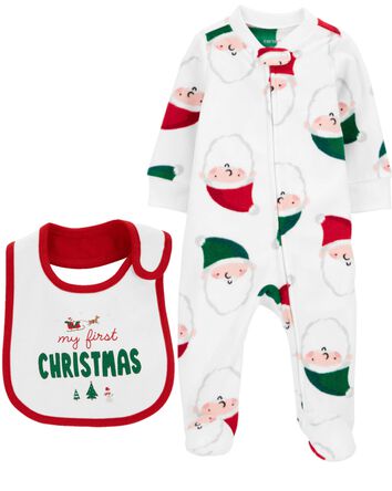 Baby Christmas Bib and Sleep & Play Set, 