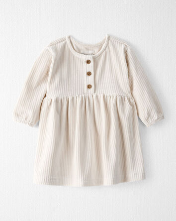 Baby Girl Recycled Ribbed Velour Dress, 