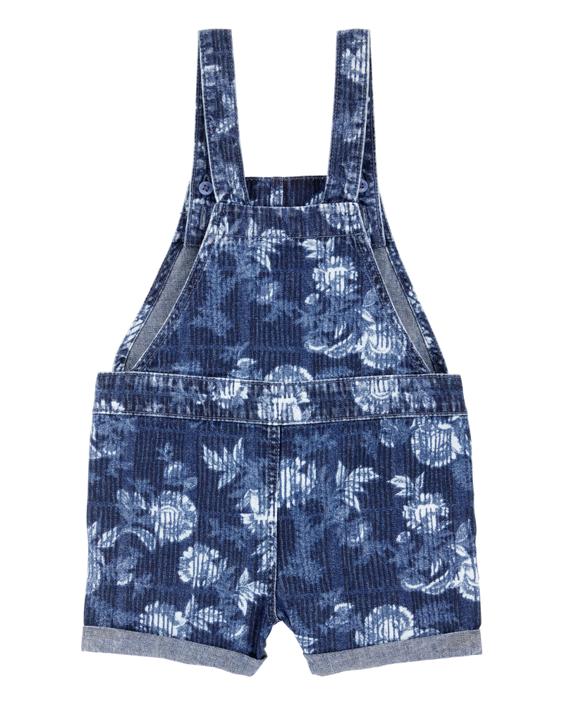 Toddler Iconic Denim Floral Shortalls - Blue, image 2 of 4 slides