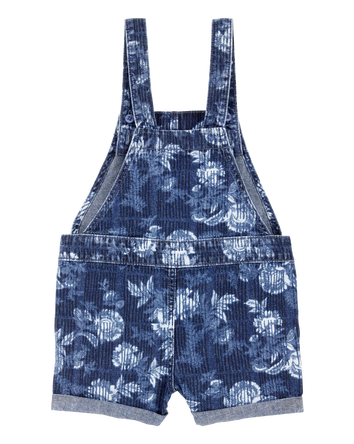 Toddler Iconic Denim Floral Shortalls - Blue, 